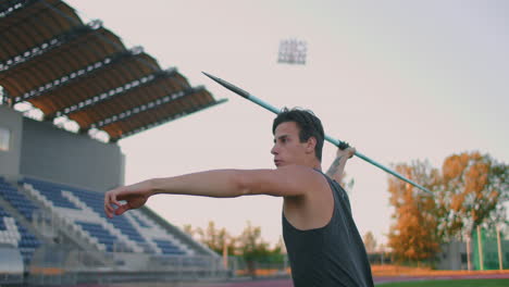 Javelin-thrower-before-a-throw.-Concentration-and-exhalation.-Excitement-and-fear-before-the-throw.-Confident-look-and-run-at-the-stadium-of-an-athlete-performing-the-javelin-throw